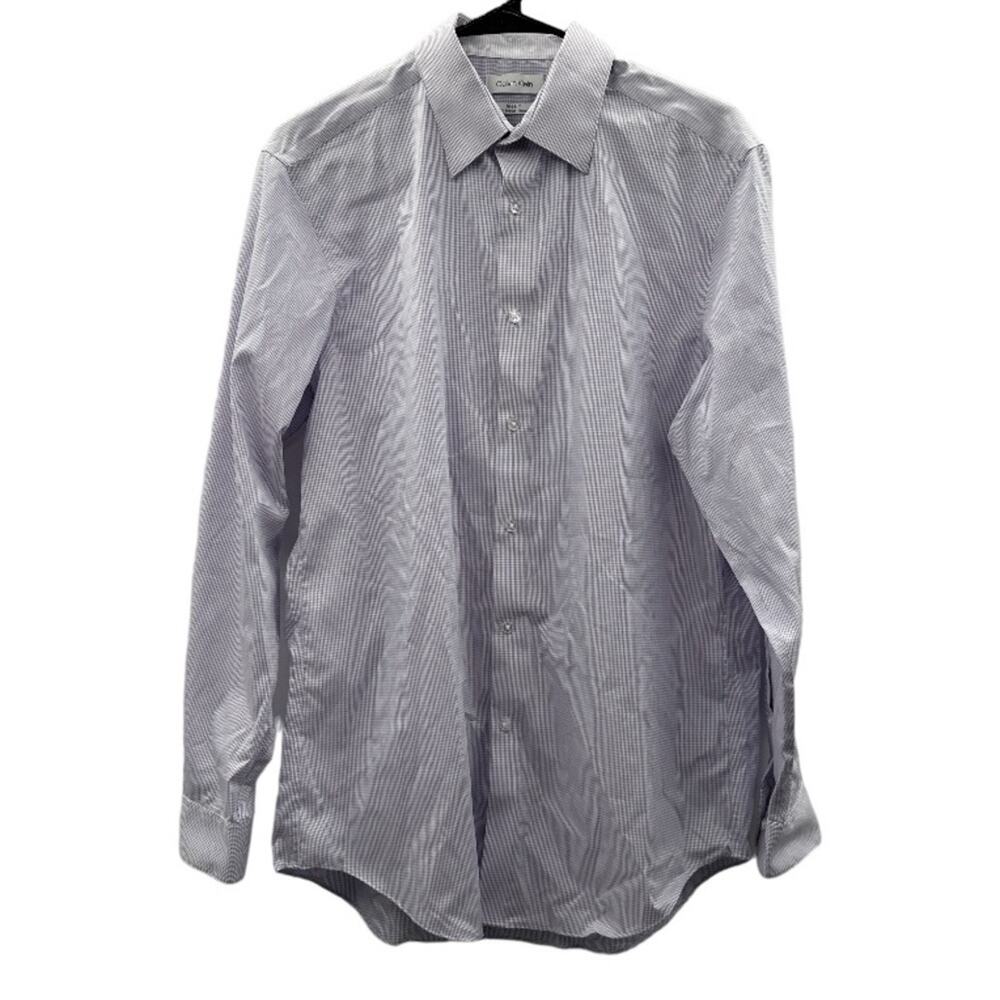 Calvin Klein Slim Fit Shirt Men's‎ Large Purple Plaid Long Sleeve Button Down